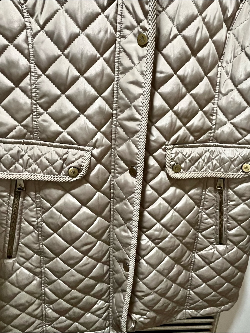 NWT Polo Ralph Lauren Womens Jacket Coat Beige S Quilted Faux Fur Lined - Picture 16 of 16